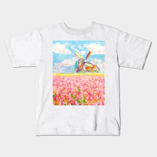 DUTCH BLUE DELFT  - colourful dutch windmills Kids T-Shirt